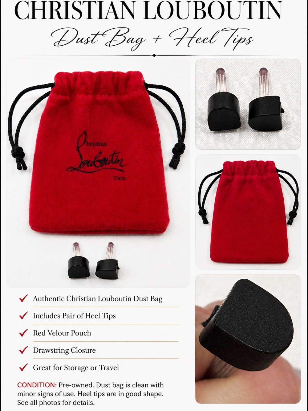 Christian Louboutin Replacement Classic Black Taps Tios